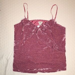 New! J.Crew Mauve velour spaghetti strap top